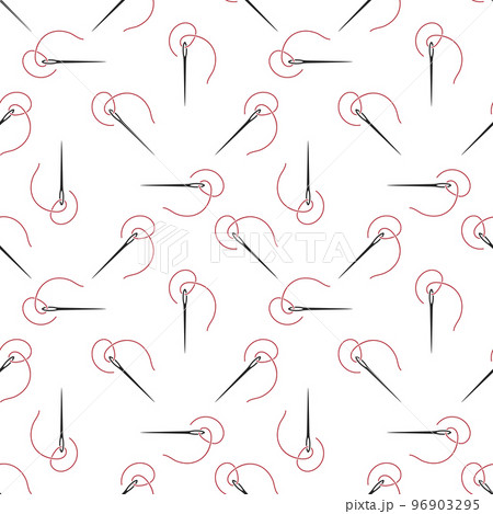 Sewing Needle with Thread vector Handicraft geometric seamless pattern 96903295