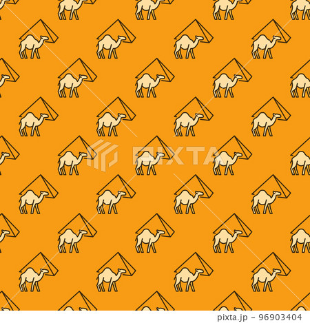 Camel in Egypt vector concept yellow geometric seamless pattern 96903404