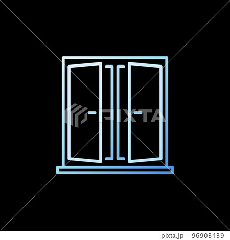 House Window vector concept line blue icon or signのイラスト素材 [96903439 ...