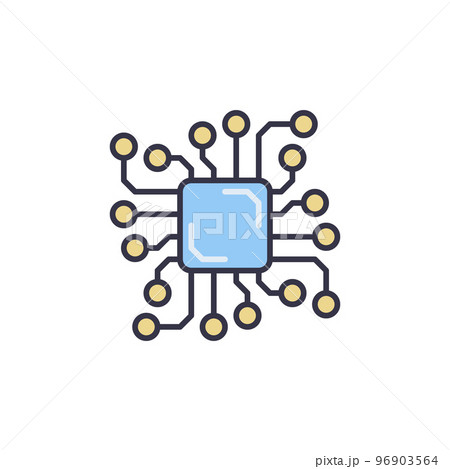 Chip Processor or Circuit Board vector concept colored icon Chip Processor or Circuit Board vector concept colored icon 96903564