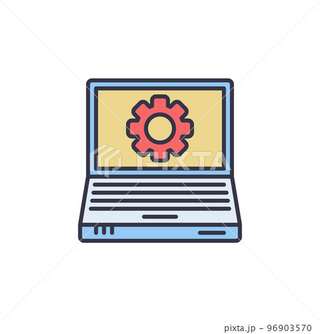 Laptop with Cog Wheel vector Settings creative icon Laptop with Cog Wheel vector Settings creative icon 96903570