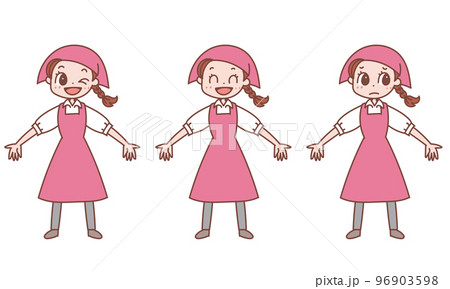 両手を広げている女性_表情バリエーションセット 両手を広げている女性_表情バリエーションセット 96903598