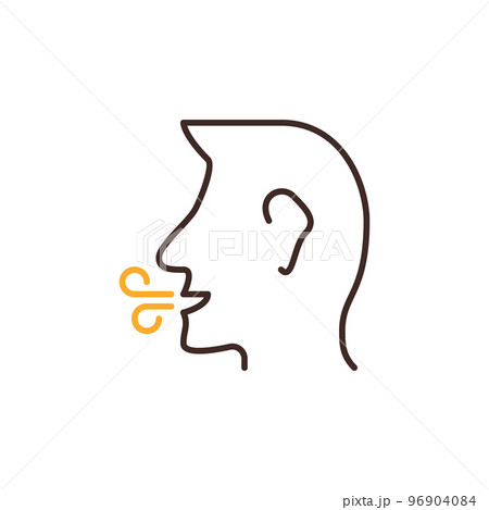 Breath vector modern line icon - Coughing Man sign Breath vector modern line icon - Coughing Man sign 96904084