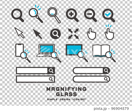 簡單易用的放大鏡、搜索窗口等矢量圖素材/點擊/放大 96904879