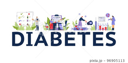 Diabetes banner World diabetes awareness day or clinic, flat vector isolated. 96905113