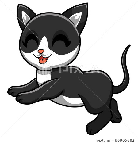 Cute black smoke cat cartoon 96905682
