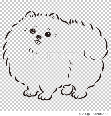 シンプルでかわいいポメラニアン 手描き線画ベクターイラスト(白黒) シンプルでかわいいポメラニアン 手描き線画ベクターイラスト(白黒) 96906588
