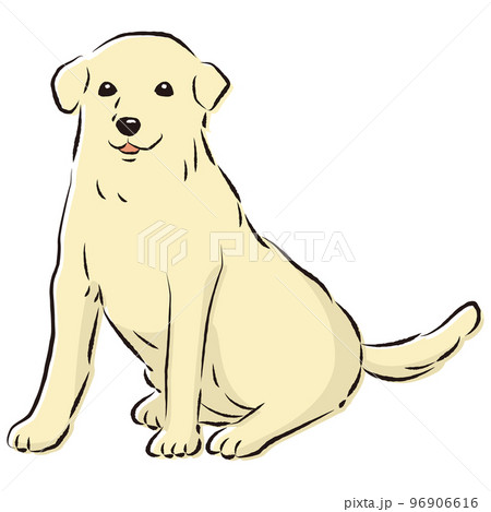 シンプルでかわいいラブラドールレトリバー　手描き線画ベクターイラスト 96906616