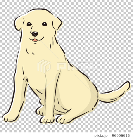 シンプルでかわいいラブラドールレトリバー　手描き線画ベクターイラスト 96906616
