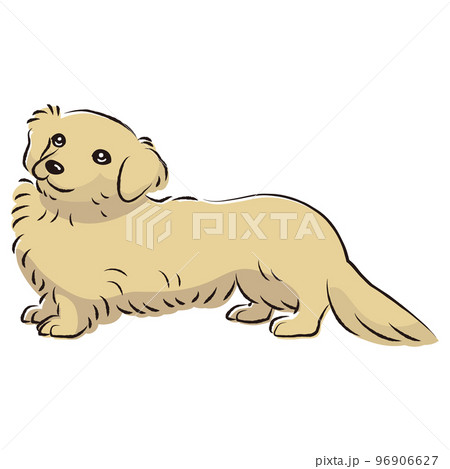 シンプルでかわいいミニチュアダックスフント 手描き線画ベクター