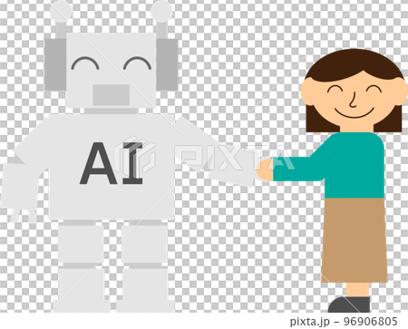 AI機器人和好朋友的形象插畫 AI機器人和好朋友的形象插畫 96906805