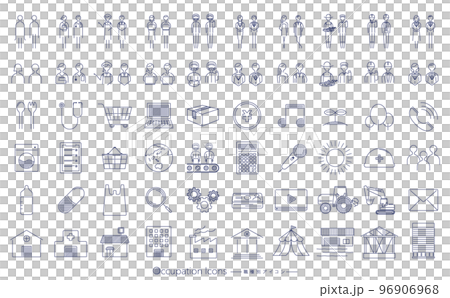 Simple line design industries and occupations Job vector icon pictogram set_dark blue_transparent PNG 96906968