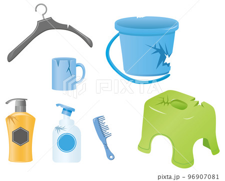 壊れているプラスチック製品のイメージイラスト(ゴミ問題) 壊れているプラスチック製品のイメージイラスト(ゴミ問題) 96907081