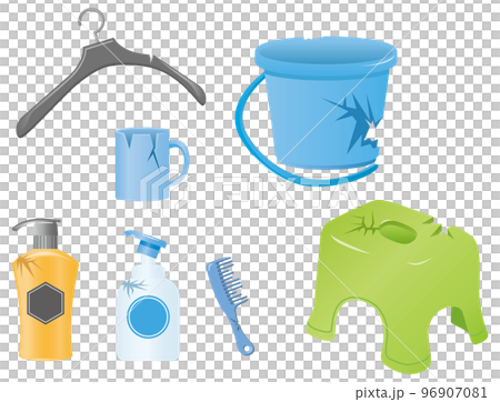 壊れているプラスチック製品のイメージイラスト(ゴミ問題) 壊れているプラスチック製品のイメージイラスト(ゴミ問題) 96907081