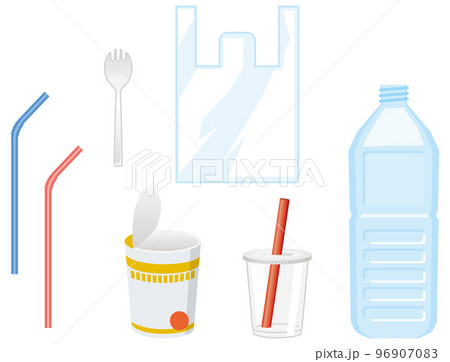 プラスチック製品のイメージイラスト（ゴミ問題）のイラスト素材 [96907083] - PIXTA