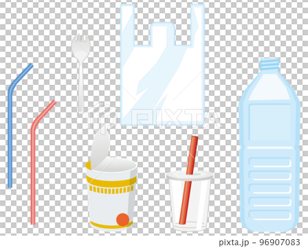 Image illustration of plastic products (garbage problem) 96907083