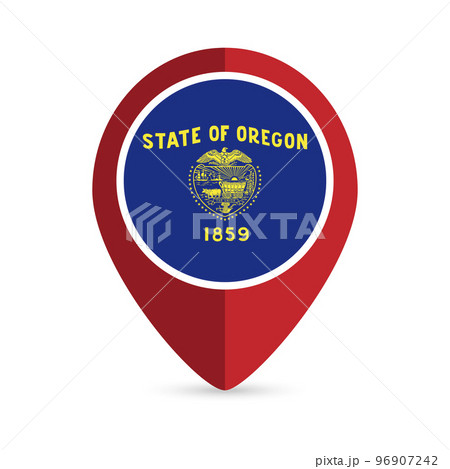 Map pointer with flag Oregon state. Vector illustration. 96907242