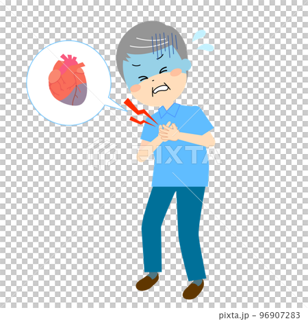 強い胸の痛みに苦しむ高齢男性 強い胸の痛みに苦しむ高齢男性 96907283