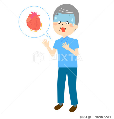 突然の動悸に青ざめる高齢男性 突然の動悸に青ざめる高齢男性 96907284