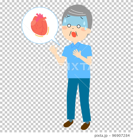 突然の動悸に青ざめる高齢男性 突然の動悸に青ざめる高齢男性 96907284