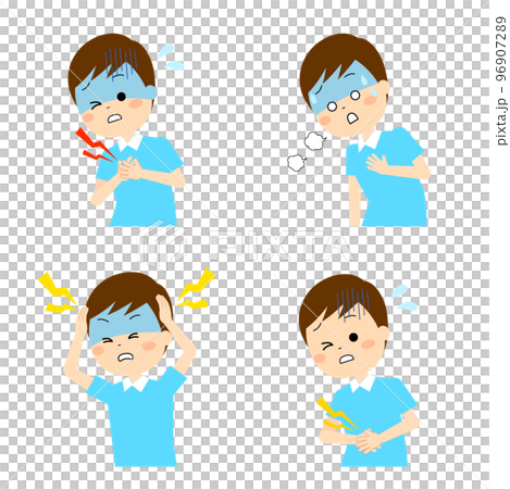 さまざまな症状の男性のセット 96907289