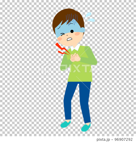 胸に痛みなどの症状がある男性 96907292