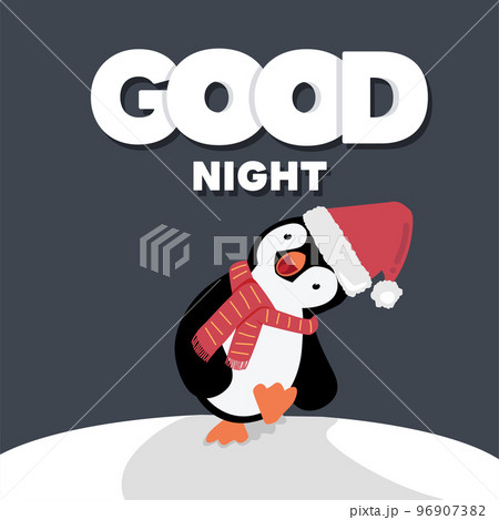 Cute Penguin Good Night Cartoonのイラスト素材 [96907382] - PIXTA