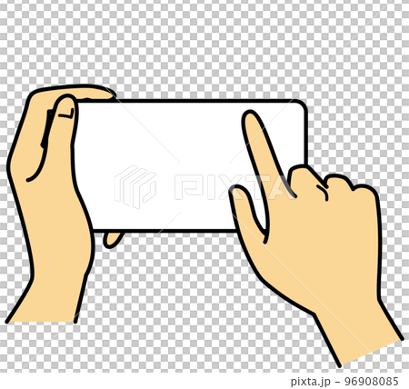 手　スマホを持つ　操作する 96908085