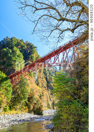 秋の黒部峡谷 奥鐘橋 富山県黒部市 秋の黒部峡谷 奥鐘橋 富山県黒部市 96908320