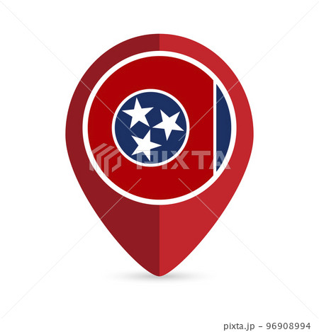 Map pointer with flag Tennessee state. Vector illustration. 96908994
