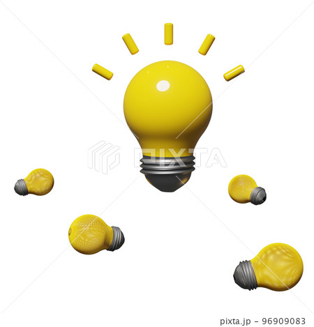 yellow wireframe light bulb isolated. business idea tip concept, minimal abstract, 3d illustration or 3d render 96909083