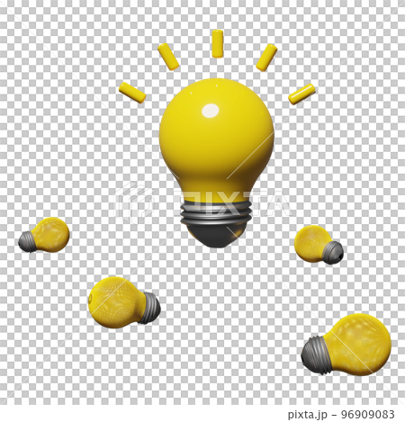 yellow wireframe light bulb isolated. business idea tip concept, minimal abstract, 3d illustration or 3d render 96909083