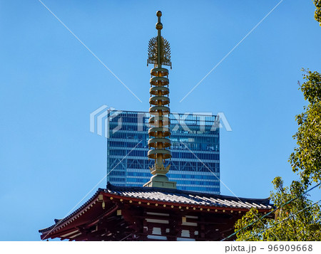五重塔　秋晴れの四天王寺（大阪市天王寺区） 96909668