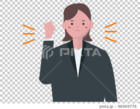 笑顔でガッツポーズをするビジネスウーマン 96909776