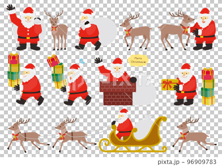 Santa Claus and reindeer illustration set 1 96909783