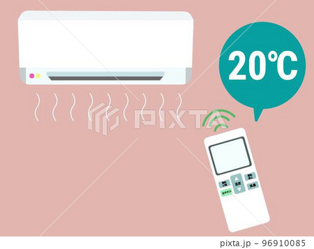20度のエアコン。暖房、21℃、冬、節電 96910085