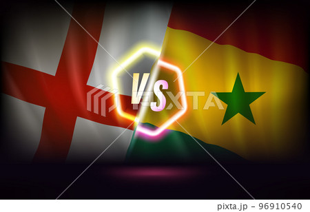 England versus Senegal game concept. 3d vector illustration with neon label England versus Senegal game concept. 3d vector illustration with neon label 96910540