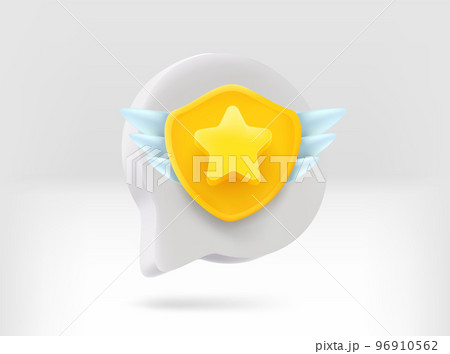 Speech cloud with star achievement sign. 3d vector isolated illustration 96910562
