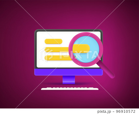 Business analytics comcept with magnifier. 3d vector illustration Business analytics comcept with magnifier. 3d vector illustration 96910572