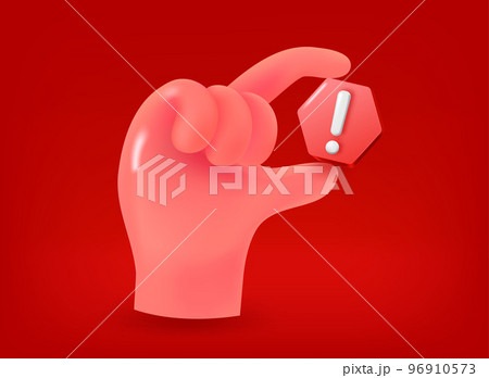 Comic style human hand with stop sign. 3d vector illustration 96910573