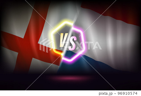 England versus France game score table template. 3d vector illustration with neon label England versus France game score table template. 3d vector illustration with neon label 96910574