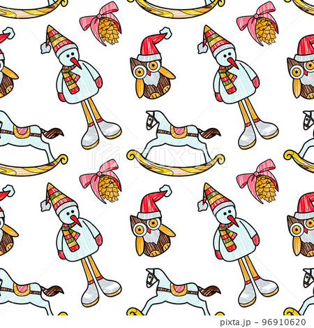 vector contur and pencil seamless pattern New Year s, Christmas decorations 96910620