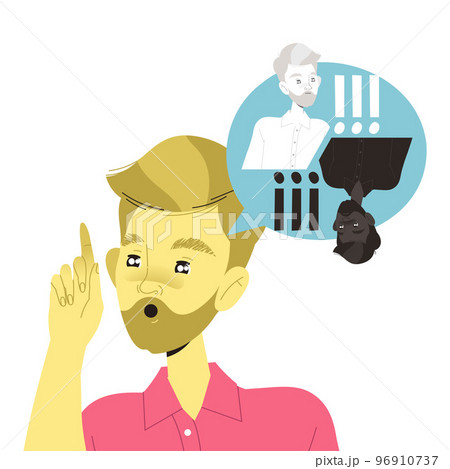 Bearded Man Character with Type of Thinking and Mindset Model in His Head Vector Illustration 96910737