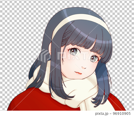 戴頭帶圍巾的女孩 衣服=紅色,圍巾=乳白色,頭髮=藏青 左右顛倒版 戴頭帶圍巾的女孩 衣服=紅色,圍巾=乳白色,頭髮=藏青 左右顛倒版 96910905