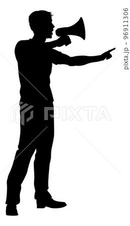 Protest Rally March Megaphone Silhouette Person 96911306