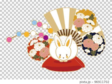 New Year's material-Japanese pattern rabbit icon. Zodiac illustration. New Year's material-Japanese pattern rabbit icon. Zodiac illustration. 96911702