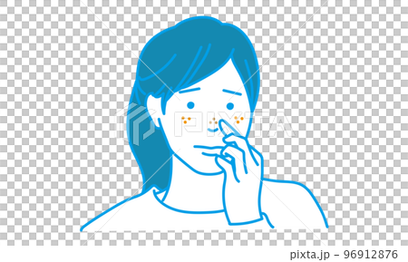 肌荒れを気にするアジア人女性 96912876