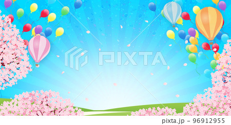 桜並木　バルーンセレモニー 96912955