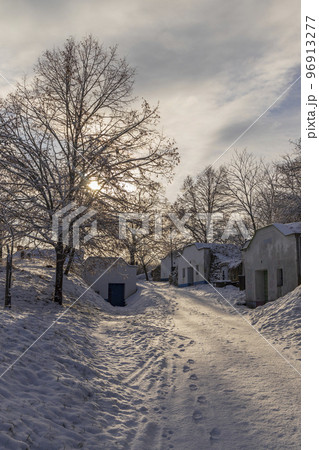 Group of typical outdoor wine cellars in Plze near Petrov, Southern Moravia, Czech Republic Group of typical outdoor wine cellars in Plze near Petrov, Southern Moravia, Czech Republic 96913277