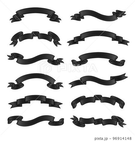 Set of black ribbons. Vector illustration. 96914148